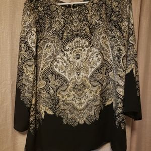 Rose and olive printed blouse